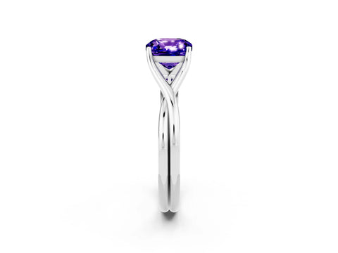 White gold Cushion Cut Tanzanite Solitaire Twist Band Prong Setting Ring_38