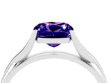 White gold Cushion Cut Tanzanite Solitaire Twist Band Prong Setting Ring_40