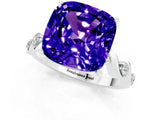 White gold Cushion Cut Tanzanite Solitaire Twisted Band with Round  Accents and Prong Setting_26