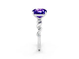 White gold Cushion Cut Tanzanite Solitaire Twisted Band with Round  Accents and Prong Setting_26