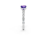White gold Cushion Cut Tanzanite Solitaire with Side Stones, Pave Band, Four-Prong Setting_38