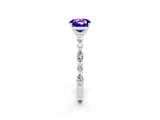 White gold Cushion Cut Tanzanite Solitaire with Side Stones on a Pavé Band and Four-Prong Setting_2