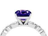 White gold Cushion Cut Tanzanite Solitaire with Side Stones on a Pavé Band and Four-Prong Setting_4