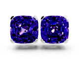 White gold Cushion Cut Tanzanite Stud Earrings_18