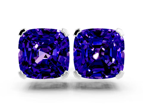 White gold Cushion Cut Tanzanite Stud Earrings_18