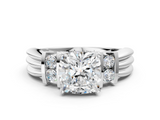 White gold Cushion Cut Three-Stone Channel Set Ring with Bar Prongs_62