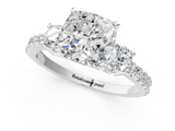 White gold Cushion Cut Three-Stone Diamond Pavé Band with Prong Setting_12