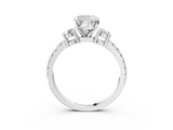 White gold Cushion Cut Three-Stone Diamond Pavé Band with Prong Setting_14