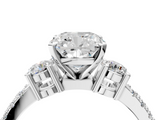 White gold Cushion Cut Three-Stone Diamond Pavé Band with Prong Setting_15