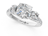 White gold Cushion Cut Three-Stone Diamond Pave Band with Prong Setting_104