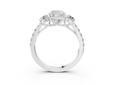 White gold Cushion Cut Three-Stone Diamond Pave Band with Prong Setting_106