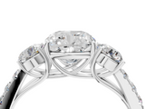 White gold Cushion Cut Three-Stone Diamond Pave Band with Prong Setting_107