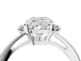 White gold Cushion Cut Three-Stone Solitaire Ring with Round Accent Diamonds and Four-Prong Setting_62
