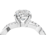 White gold Cushion Cut Twist Band Solitaire Diamond Ring with Pavé Setting_42