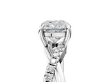 White gold Cushion Cut Twist Band Solitaire Diamond Ring with Pavé Setting_43