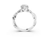 White gold Cushion Cut Twisted Pavé Band Solitaire Ring with Four-Prong Setting_106