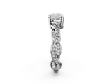 White gold Cushion Cut Twisted Pavé Band Solitaire Ring with Four-Prong Setting_106