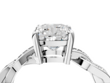 White gold Cushion Cut Twisted Pavé Band Solitaire Ring with Four-Prong Setting_107