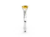 White gold Cushion Cut Yellow Sapphire Engagement Ring with Side Stone Accents and Four-Prong Setting_26