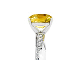White gold Cushion Cut Yellow Sapphire Engagement Ring with Side Stone Accents and Four-Prong Setting_29