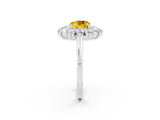 White gold Cushion Cut Yellow Sapphire Floral Double Halo Engagement Ring with Prong Setting_38