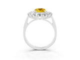 White gold Cushion Cut Yellow Sapphire Floral Double Halo Engagement Ring with Prong Setting_39