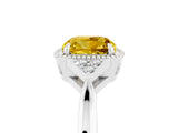 White gold Cushion Cut Yellow Sapphire Halo Ring with Tapered Band and Four-Prong Setting_5