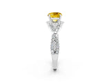 White gold Cushion Cut Yellow Sapphire Halo Twist Band Solitaire Prong Setting Ring_26