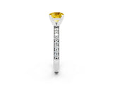 White gold Cushion Cut Yellow Sapphire Milgrain Pavé Engagement Ring with Four-Prong Setting_38