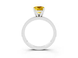 White gold Cushion Cut Yellow Sapphire Milgrain Pavé Engagement Ring with Four-Prong Setting_39