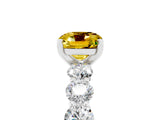 White gold Cushion Cut Yellow Sapphire Prong Setting with Side Stones on a Pave Band_29