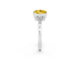 White gold Cushion Cut Yellow Sapphire Ring with Side Stones and Four-Prong Setting_62