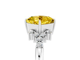 White gold Cushion Cut Yellow Sapphire Ring with Side Stones and Four-Prong Setting_65