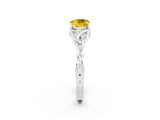 White gold Cushion Cut Yellow Sapphire Solitaire Celtic Knot Ring with Four-Prong Setting_26
