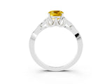 White gold Cushion Cut Yellow Sapphire Solitaire Celtic Knot Ring with Four-Prong Setting_27