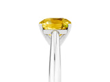 White gold Cushion Cut Yellow Sapphire Solitaire Engagement Ring with Cathedral Setting and Four-Prong Mount_125