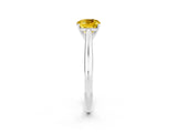 White gold Cushion Cut Yellow Sapphire Solitaire Engagement Ring with Cathedral Setting and Four-Prong Mount_32