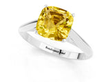 White gold Cushion Cut Yellow Sapphire Solitaire Engagement Ring with Cathedral Setting and Four-Prong Mount_37