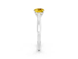 White gold Cushion Cut Yellow Sapphire Solitaire Engagement Ring with Cathedral Setting and Four-Prong Mount_38