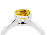 White gold Cushion Cut Yellow Sapphire Solitaire Engagement Ring with Classic Band and Four-Prong Setting_40