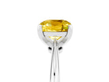 White gold Cushion Cut Yellow Sapphire Solitaire Engagement Ring with Classic Band and Four-Prong Setting_41
