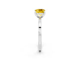 White gold Cushion Cut Yellow Sapphire Solitaire Engagement Ring with Classic Band and Four-Prong Setting_62