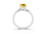 White gold Cushion Cut Yellow Sapphire Solitaire Engagement Ring with Classic Band and Four-Prong Setting_63