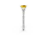 White gold Cushion Cut Yellow Sapphire Solitaire Engagement Ring with Pavé Band and Four-Prong Setting_26