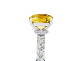 White gold Cushion Cut Yellow Sapphire Solitaire Engagement Ring with Pavé Band and Four-Prong Setting_29