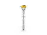 White gold Cushion Cut Yellow Sapphire Solitaire Engagement Ring with Pavé Band and Four-Prong Setting_32
