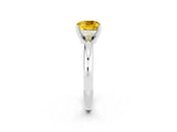 White gold Cushion Cut Yellow Sapphire Solitaire Engagement Ring with Round Band and Four-Prong Setting_26