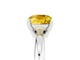 White gold Cushion Cut Yellow Sapphire Solitaire Engagement Ring with Round Band and Four-Prong Setting_29