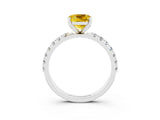 White gold Cushion Cut Yellow Sapphire Solitaire Pavé Band with Four-Prong Setting_27