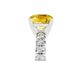White gold Cushion Cut Yellow Sapphire Solitaire Pavé Engagement Ring with Round Band and Prong Setting_93